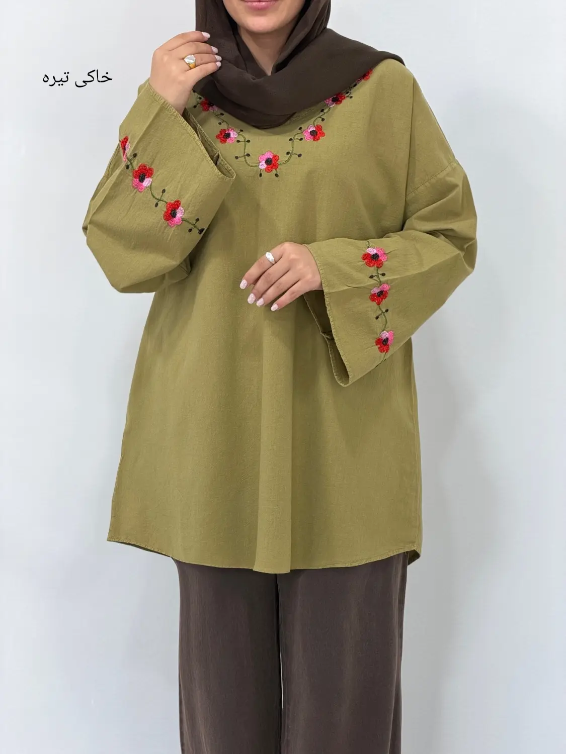 مانتو لینن گلدوزی نرگس کد 7033
